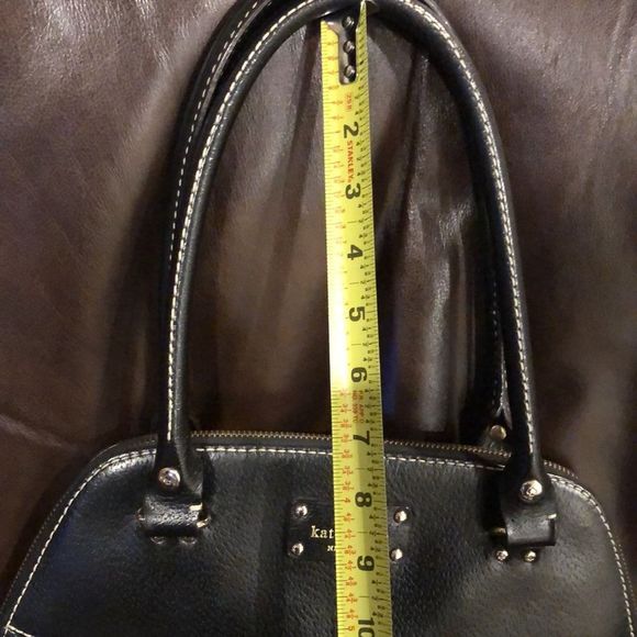 KATE SPADE Black Leather Satchel Top Zipper Bag with Front Zipper Pocket - Picture 11 of 16